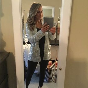 Silver sequin blazer